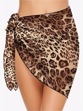 Swim sarong’s X2 Leopard Print & Lavender Cover-Up size medium NWOT